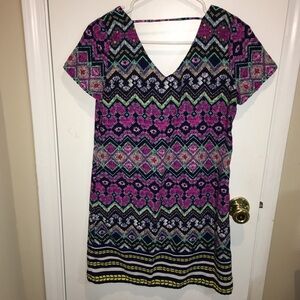 Red Camel Small Dress Womens Multicolored Short Sleeve V neck Summer